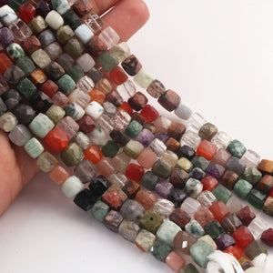 1 Strand Multi Stone Faceted Cube Briolettes -Box Shape Beads 6mm-8mm 8 inches BR1084 - Tucson Beads