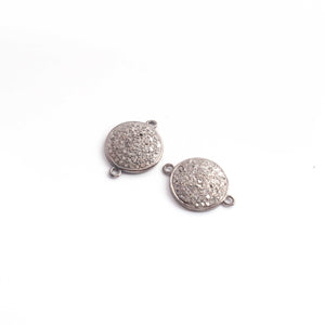 1 Pc Pave Diamond Round Disc Connector 925 Sterling Silver - Diamond Connector 21mmx14mm PDC644 - Tucson Beads
