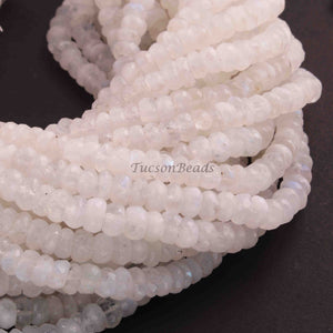 1  Long Strand White Rainbow Moonstone Faceted Rondelles  - Moonstone rondelles - 7mm - 10 Inches BR01040 - Tucson Beads