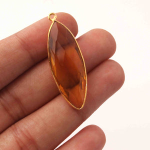 9 Pcs Citrine Faceted Marquise Shape 24k Gold Plated Pendant  ,  Citrine Pendant 39mmx13mm PC079 - Tucson Beads