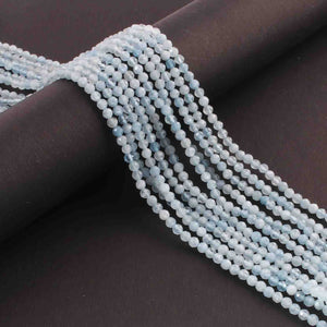 5 Long Strand Aquamarine Faceted Balls Beads -Gemstone Balls Beads 3mm-12.5 Inches RB475 - Tucson Beads
