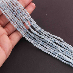 5 Long Strand Aquamarine Faceted Balls Beads -Gemstone Balls Beads 3mm-12.5 Inches RB475 - Tucson Beads