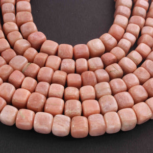 1 Strand Peach Moonstone Smooth Cube Briolettes - Cube shape Beads -6mmx8mm-9mmx10mm - 10.5 Inches BR01651 - Tucson Beads