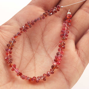 AA Super Quality Shaded Orange Sapphire Faceted Briolettes - Teardrop Gemstone Beads, -3mmx2mm-5mmx3mm-6.5 Inches-BR03005 - Tucson Beads