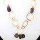 1 Necklace 24 K Gold Plated with Smoky Quartz Gemstone Copper Link Chain, Assorted Shape Ring Chain, 22mmx13mm-25mm-11mm 24 Inches, GPC1317 - Tucson Beads