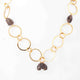 1 Necklace 24 K Gold Plated with Smoky Quartz Gemstone Copper Link Chain, Assorted Shape Ring Chain, 18mmx14mm-25mm-11mm 36 Inches, GPC1316 - Tucson Beads