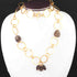 1 Necklace 24 K Gold Plated with Smoky Quartz Gemstone Copper Link Chain, Assorted Shape Ring Chain, 20mmx19mm-13mmx10mm-24mmx25mm-11mm 35 Inches, GPC1315