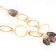 1 Necklace 24 K Gold Plated with Smoky Quartz Gemstone Copper Link Chain, Assorted Shape Ring Chain, 20mmx19mm-13mmx10mm-24mmx25mm-11mm 35 Inches, GPC1315 - Tucson Beads