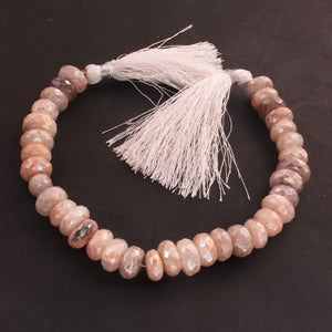 1 Long  Strand Multi  Moonstone Silver Coated Faceted Roundells  - Round Shape  Beads 7mm-10mm-  8 Inch BR1090 - Tucson Beads