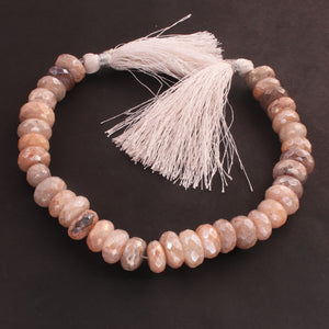 1 Long  Strand Multi  Moonstone Silver Coated Faceted Roundells  - Round Shape  Beads 7mm-10mm-  8 Inch BR1090 - Tucson Beads