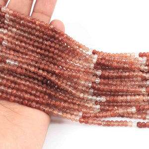 4 Long Strands Shaded Brown Rutile Faceted Rondelles - Gemstone beads Rondelles - 4mm 13 inch RB462 - Tucson Beads