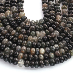 1  Strand Moss Agate  Smooth Roundelles - Plain Semiprecious Rondelles - 8mm-9 Inches BR02702 - Tucson Beads