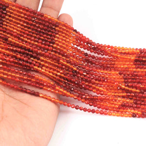 4 Long Strands Ex+++ Quality Shaded Carnelian Micro Faceted Tiny Rondelles Beads - Cornelian Small Beads 3mm 13 Inches Long RB036 - Tucson Beads