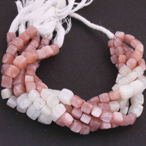 1 Strand Multi Moonstone Faceted Cube Briolettes -  Multi Moonstone Box Beads 7mm-8mm 8 Inch BR2626 - Tucson Beads