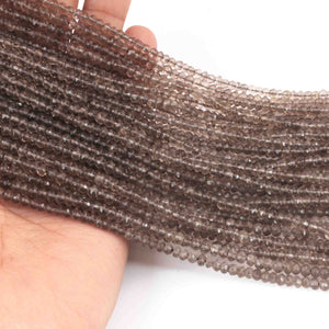 5 Long Strands Smoky Faceted Rondelles - Gemstone beads Rondelles - 4mm 13 inch RB463 - Tucson Beads