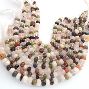 1  Strand Multi Stone  Smooth Roundelles - Plain Semiprecious Rondelles - 8mm-11mm-10 Inches BR02703 - Tucson Beads