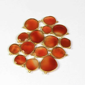 8  Pcs Sun Stone 24k Gold Plated Faceted Assorted Shape Connector Double Bali - 31mmx21mm PC446 - Tucson Beads