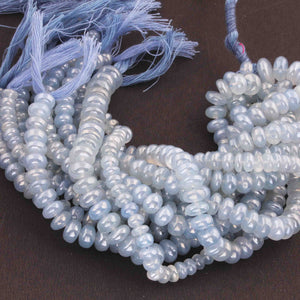 1 Strand Blue Chalcedony Silver Coated Faceted Rondelles - Roundel Beads 5mm-11mm 8.5 Inches BR3621 - Tucson Beads