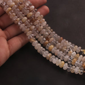 1 Strand Golden Rutile Smooth Rondelles - Golden Rutile Smooth Roundelle Beads 6mm-7mm 9 Inches BR1060 - Tucson Beads