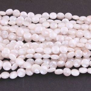 1 Strand White Silverite Stone Faceted Coin Briolettes, Gemstone Briolettes 8mm-9mm 15 inch BR3497 - Tucson Beads