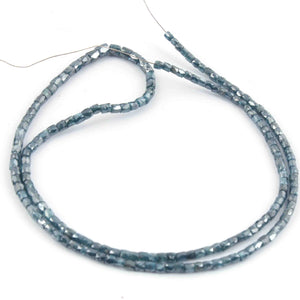 25 Ct 1 Long Strand  Blue Diamond  2mm-3mm Tube Beads Genuine Diamond Pipe Rondelles 16 Inch Long BDU153 - Tucson Beads
