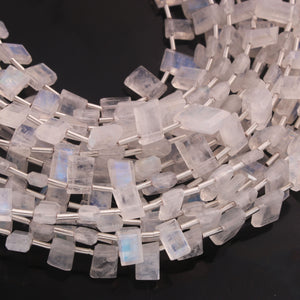 1  Long Strand White Rainbow Moonstone Faceted Briolettes  -Fancy Shape Briolettes  -  6mmx4mm-7mmx5mm -8 Inches BR02760 - Tucson Beads