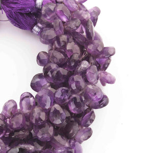 1 Long Strand Amethyst Faceted Briolettes - pear Shape Briolettes -8mmx6mm-18mmx11mm 8 Inches BR3910 - Tucson Beads