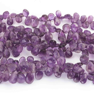 1 Long Strand Amethyst Faceted Briolettes - pear Shape Briolettes -8mmx6mm-18mmx11mm 8 Inches BR3910 - Tucson Beads