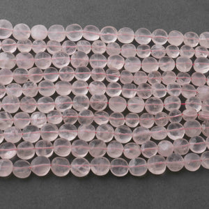 1 Strands Rose Quartz  Faceted Coin Briolettes - Rose Quartz Coin Briolettes 7mm-10mm 8 inches BR565 - Tucson Beads