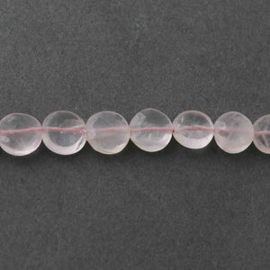 1 Strands Rose Quartz  Faceted Coin Briolettes - Rose Quartz Coin Briolettes 7mm-10mm 8 inches BR565 - Tucson Beads