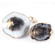 2 Pcs  24k Gold Plated Natural Gray Geode Druzy Pendant   , Fancy Shape Druzzy , Gemstone Pendant  , Jewelry Making DRZ406 - Tucson Beads