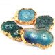 4  Pcs 24k Gold Plated Geode Agate Green Druzzy Slice Pendant , Fancy Shape Druzzy , Gemstone Pendant  , Jewelry Making DRZ404 - Tucson Beads