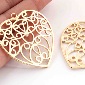 5 Pcs 24k Gold Plated Copper Pendant, Copper Heart Pendant, Jewelry Making Tools, 46mmx43mm, GPC1120 - Tucson Beads