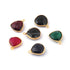6 Pcs Mix Stone Faceted  24k Gold Plated Assorted Shape Pendant - 19mmx16mm-18mmx14mm PC701