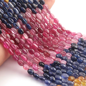 1 Strand Beautiful Multi Sapphire Smooth Briolettes Oval Shape Gemstone Beads-8mmx5mm-6mmx5mm-16 Inche -BR03023 - Tucson Beads