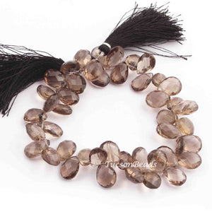 1  Strand Smoky Quartz Faceted Briolettes -Pear Shape  Briolettes  13mmx8mm-19mmx10mm -8 nches BR4000 - Tucson Beads