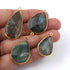 4 Pcs Mix Stone Faceted Pear Shape 24k Gold Plated Pendant&Connector - 39mmx8mm-27mmx18mm PC694