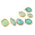 7  Pcs Mix Stone Faceted  Assorted Shape 24k Gold Plated Pendant- 24mmx10mm-14mmx11mm-PC709