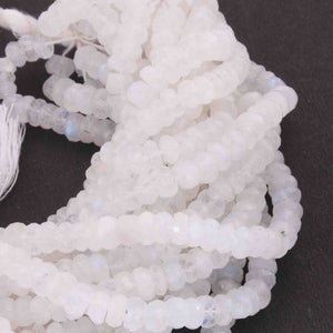 1 Long Strand White Rainbow Moonstone faceted Rondelles - Rondelle Beads 6mm-7mm 9.5 Inches BR3475 - Tucson Beads