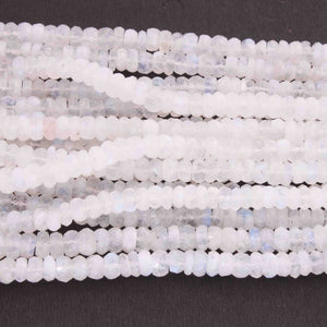 1 Long Strand White Rainbow Moonstone faceted Rondelles - Rondelle Beads 6mm-7mm 9.5 Inches BR3475 - Tucson Beads