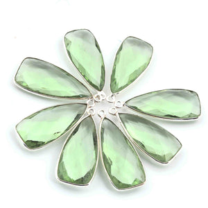 5 Pcs Green Amethyst  Faceted Dagger Shape 925 Silver Plated Pendant 32mmx13mm  PC230 - Tucson Beads