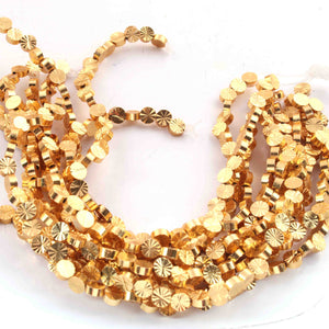 1  Strands Gold Plated Designer Copper coin Shape Beads,diamond Cut Copper Beads,Jewelry Making Supplies 5mm 8 inches BulkLot GPC365 - Tucson Beads