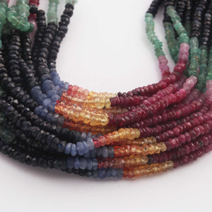 1 Strand Beautiful  Multi Sapphire Faceted Rondelles - Gemstone Roundelle Beads -3mm-15 Inch- BR03026 - Tucson Beads