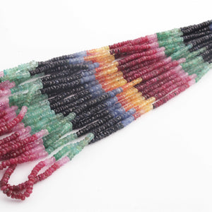 1 Strand Beautiful  Multi Sapphire Faceted Rondelles - Gemstone Roundelle Beads -3mm-15 Inch- BR03026 - Tucson Beads