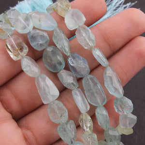 1 Strand Aquamarine Faceted Briolettes - Fancy Shape Beads 9mmx9mm-16mmx8mm 10 inches BR3472 - Tucson Beads