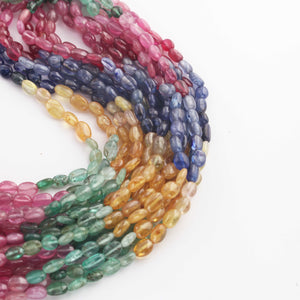 1 Strand Beautiful Multi Sapphire Smooth Briolettes Oval Shape Gemstone Beads-6mmx4mm-4mmx4mm-16 Inches -BR03024 - Tucson Beads