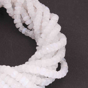 1  Long Strand White Rainbow Moonstone Faceted Rondelles  -  6mm-8mm -12.5 Inches BR3613 - Tucson Beads