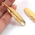 5 Pcs 24k Gold Plated Copper Feather Pendant, Feather Shape Pendant, Casting Copper,Jewelry Making Tools, 55mmx12mm GPC1125