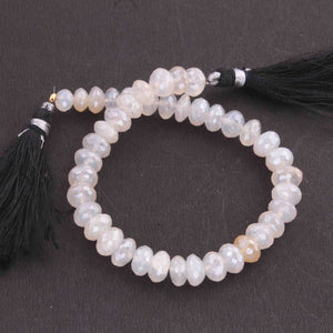 1 Strand Silverite Chalcedony Faceted Rondelles - Silverite Roundel Beads 7mm 8 Inches BR3453 - Tucson Beads