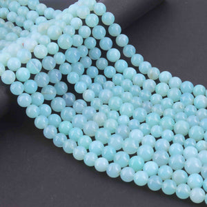 1 Strand Aqua Chalcedony  , Best Quality  , Smooth Round Balls - Smooth Balls Beads - 8mm-9mm - 13 Inches BR01044 - Tucson Beads